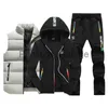 Herrspåriga herrekläder Män sätter 3 stycken Vest Hoodie Set Fleece Zipper Casual Sport Sweatpant Men Tracksuit Outfit Sweat Suit New Winter X0627