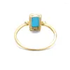 Rings cluster ringen unic Natural rechthoek turquoise vintage vintage simple real 9k goud gele edelsteen dames feest cadeau fijne sieraden