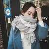 Scarves Scarf Solid Color Cashmere Padded Korean Women Fall/winter Fringed Long Joker Double Shawl Cotton 55x200cm