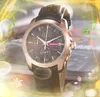 Montre de chronométrage populaire pour hommes tout le travail du cadran Luxe Populaire Homme Bracelet en cuir Japon Quartz Chronographe Affaires militaires Ensemble de bandes de sport de luxe Montre-bracelet Cadeaux