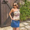 T-Shirt Femme PixieKiki Y2k Style Lettre Imprimer Une Épaule Crop Tops Camisole Streetwear Vêtements D'été Mignon Graphique Débardeur P94-BZ10 J230627