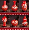 Wazony luksusowy chiński antyczny porcelanowy Cloisonne Wazon ozdoby domowe Dekoracja rzemiosła starożytne pałac czerwony ceramiczne figurki dekoracje x0630