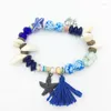 Charm Bracelets HANJING 2023 Brand Fashion Woman Starfish Shell Dolphin Tassel Bead Natural Stone Fish Leaves Wholesale Bracelet
