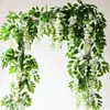 Decoratieve Bloemen 190cm Kunstmatige Nep Plant Ivy Wisteria Vine Garland Home Decor Tuin Decoraties Gebladerte Bruiloft Boog Bloemen