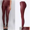 Pantaloni da donna Capris da donna Yuey 2021 Pelle da donna Bury Vita alta Matita Piedi Slim Motocicletta Stile europeo Collant lunghi elastici Dhnml