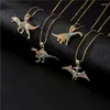 Kettingen Hip Hop Goud Kleur Dinosaurus Hanger Ketting Voor Vrouwen Leuke Koper Micro Inlay Zirkoon Dier Sieraden