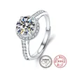Classic 2 carat Moissanite Rings for Women 925 Sterling Silver Adjustable Ring