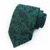 Bow Ties 2023 Silk Jacquard 8cm Tie Green Paisley Necktie Business Official Mans Wedding Party Accessories For Man