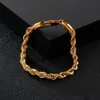 Bangle Fongten Wholesale Simple Twisted Link Chain Bracelet for Men Stainless Steel Black Hand Bracelets Male Jewelry Gift 230627
