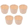 Set di stoviglie 5 pezzi Piccole piante grasse Cesto di fiori intrecciato dal vivo Snack di bambù Vimini 7,5X6 cm Stoccaggio per tessitura Bambino