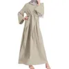 Vestido de verão feminino estilo casual maxi vestido solto abaya nidha manga longa cor sólida dubai turquia modesto robe kaftan islam