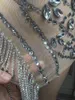 Stage Wear Glisten Silver Crystals Finges Transparent Strapless Dress Rhinestones Chains Outfit Costume Birthday Celebrate Sexy