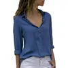 Damesblouses Mode-blouse Dames chiffon effen hemd Kantoor Dames Effen rolmouwen Tops Dames Chemisier Dames Dames