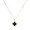 2023 Van SterlingSier doublesided Black Fourleaf Necklace Womens Fashion 2つのラッキークローバークラビクルチェーンKH88