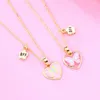 Pendant Necklaces Luoluo&baby 2Pcs/Set Sweet Heart Butterfly Chain Friends Necklace BFF Friendship Children's Jewelry Gift For Girls