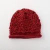 Beanies Women's Handmade Crochet Beanie Hat暖かいプルオーバーソフトフラワーダブルレイヤーニットリネンカバーヘッド