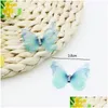 Christmas Decorations 100Pcs Gradient Color Organza Fabric Butterfly Appliques Translucent Chiffon For Party Decor Doll Embellishmen Dhsxj