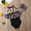 Two Pieces 0 4Y Girls Swimwear Baby Bikini Summer Flower Ruffle Halter Купальники с повязкой на голову Купальники для малышей Пляжная одежда 230626