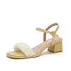 34-40 Summer Mesh 5,5 cm High Sandals Heel Shoes Block Open Toe For Women 953