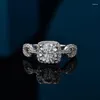 Cluster Rings 925 Silver Women's 1CT Moissanite 6.5mm Passe Diamond Test Girl Birthday Par Proposal Presents Anniversary Luxury Jewelry