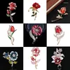 Broches JINGLANG Cor Dourada Flor Pins Strass Cristal Rosa Para Mulheres Vestido de Noiva Decoração Jóias de Luxo