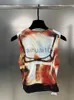 Camiseta feminina DEAT Tie Dye Estampa Padrão Personalidade Elástico Colete Plissado Feminino Sem Mangas Slim Streetwear Tops Feminino 2023 Verão 11XX3188 J230627