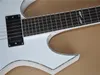 Pegs Factory Custory Forme inhabituelle Guitare électrique du corps blanc avec manche en palissandre, matériel noir, fournir des services personnalisés