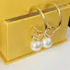 Femmes Hoop Pearl Boucle D'oreille Designer Oreille Stud Or Pendentifs Boucles D'oreilles Lettre En Laiton Matériel Boucles D'oreilles Femmes Grand Cercle Oreille Stud Cristal Pour Amoureux