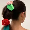 Pinces à cheveux HANGZHI français Vintage Rose bande fleurs colorées feuilles vertes couvre-chef Bracelet doux accessoires pour femmes filles