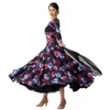 Сценическая одежда B-2034 Custom National Standard Printing Modern Dance Costume Competition Ballroom Smooth Dress For