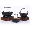 Grilles de barbecue Pot à main Pot de nourriture domestique pour une personne Pot de suspension créatif avec couvercle en bois Pot de soupe Shouxi barbecue grill Pot suspendu de style japonais 230626