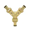 Watering Equipments Brass 2-Way Garden Tap Water Splitter 3/4 Y Irrigation Valve Quick Connector Hose Faucet Adapter 1 Set