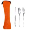 Ny 3st/Lot Knife Fork Spoon Set Cutrow Set Table Provey Dinner Lunch Set Väskor Skriv ut snidning av rostfritt stål bestick skolpicknick camping ätverktyg grossist