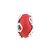 Fits Pandora Bracelet 925 Sterling Silver Frosted Red Murano Glass & Hearts Charm DIY Jewelry Beads for Women Free Shipping