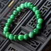Bangle Emerald Jade Bracelet Women Mens Genuine Jades Stone Beads Elastic Beaded Jadeite Bracelets Natural Jewellery