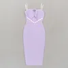 Sexig lila kvinnor Lady Slim Cutout See Through Bodycon Dress Bandage Elastic Grace Dresses MST0319