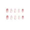 Hot Pink Acrylic Nails Press On Ombre Shining Wearable Fingernail Tips Butterfly Water Diamond Gradual Nail Art Bulk