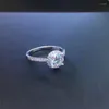 Cluster Rings S925 Sterling Silve Ring 1ct Round Shape Moissanite Diamond Passed Qualified Inspection D Color VVS1 Women Luxury Jewelry