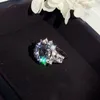 Cluster Anneaux Marque Pur 925 Bijoux En Argent Sterling Pour Les Femmes Grande Fleur CZDiamond De Mariage Fiançailles Branche Anneau De Luxe