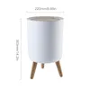 Poubelles Poubelle en bois à pied haut pour salle de bain Poubelle de cuisine créative avec couvercle de presse Salon Toilette Conteneur à ordures 230627