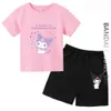 T-shirts Kawaii Kuromi T-shirt Mädchen Mode Junge Baumwolle Kleidung Anime Cartoon Kinder Reine Männer Frauen T-Shirt Sets Casual Wear 230626