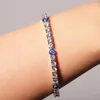 Strand Fashon Hip Hop Jewelry 4mm Tennis Armband CZ Iced Turkish Blue Eyes Armband Luxury Bangles for Women Girl Accessories