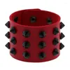 Lien Bracelets 2023 Punk Gothique Goth Rivet Coeur Wrap Bracelet Femmes Filles Cadeau Harajuku Vintage Rouge PU Cuir Bijoux
