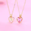 Pendant Necklaces Luoluo&baby 2Pcs/Set Sweet Heart Butterfly Chain Friends Necklace BFF Friendship Children's Jewelry Gift For Girls