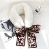 Scarves Korean Winter Warm Neckerchief With Leopard Scarf Imitation Rex Plush Wild Fur Collar Bow Hair Band For Women Girls