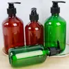 Garrafas de armazenamento 1 peça marrom verde banheiro gel de banho líquido recarregável shampoo lavagem cabelo condicionador loções dispensador de pressão 300/500ml