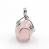 Pendentif Colliers XSM 16mm Pierre Naturelle Améthys Rose Quartz Perle Ronde Enroulement À La Main Pour Femmes Hommes Personnalité Bijoux