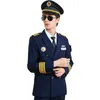 Flygbolags officer Captain Uniform Hat Jacket Pants Accessories stänger av krage Aviation Pilot Navy Blue Double Breasted Work Wear