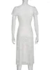 Party Dresses Y2K Puff Sleeve White Lace Long Dress Patchwork Mesh Elegant Chic Beach Summer Aesthetic Sheer Sexy Outfits