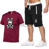 Męskie dresy na świeżym powietrzu Sports Sports Brortsleeved Ghost Rabbit Print Botton Men's Tshirt Shorts Summer Casual Suit Tshirt x0627